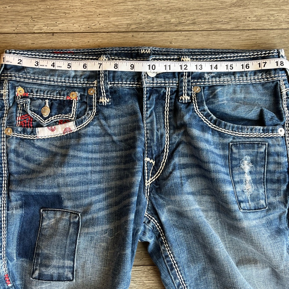 True Religion Men’s Denim Jeans 33x33 Straight Flap Nat Mega T Red - Picture 14 of 15